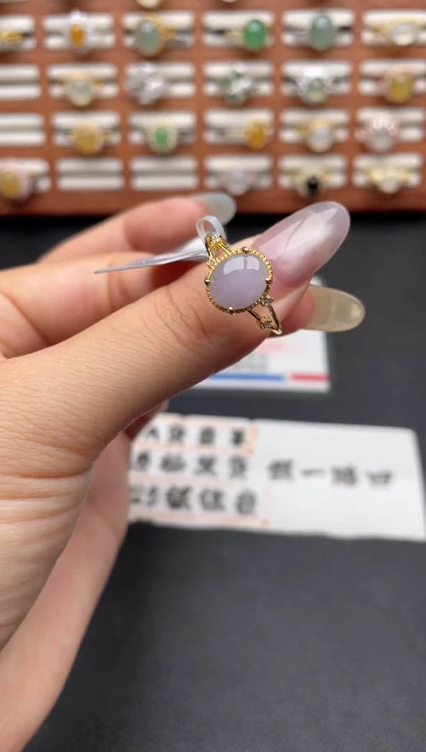 翡翠戒指银S925镶嵌一物一证一礼盒