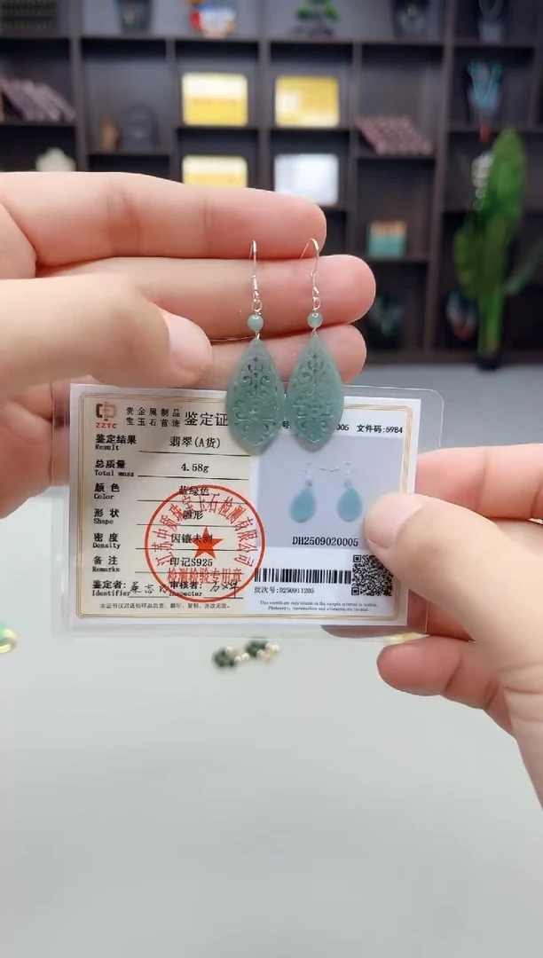 银S925镶嵌翡翠耳饰X20
