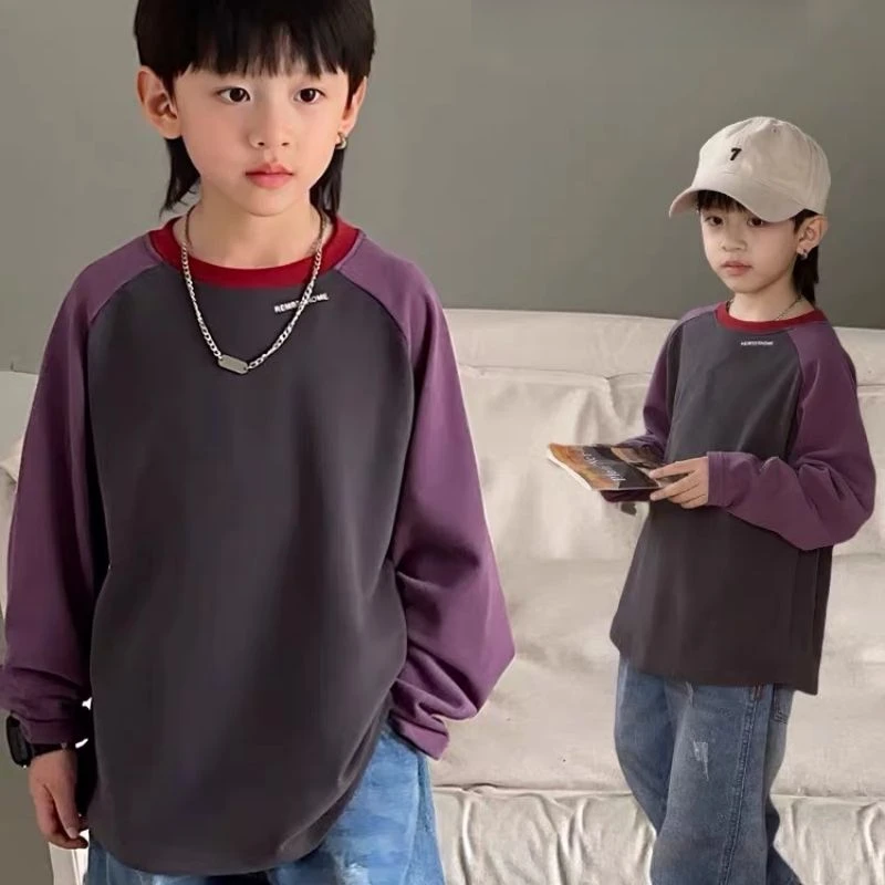 春秋长袖t恤男童潮牌T恤宽松内搭帅气儿童打底衫潮流打底衫棉纯棉
