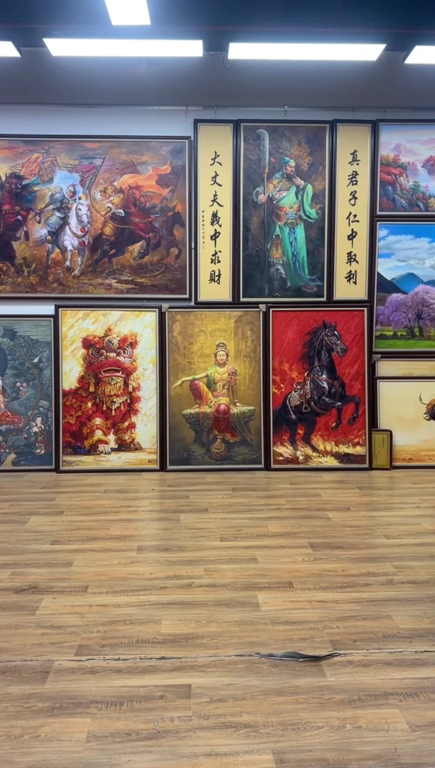 油画带框70*90醒狮 办公室客厅茶室玄关走廊家居版画挂画客厅油画