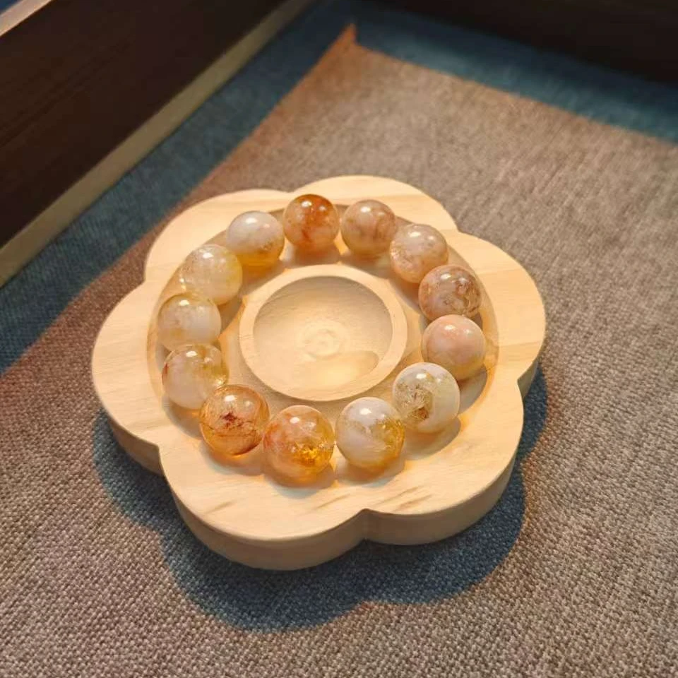 招财天然水晶黄塔晶手串男女同款单颗直径14mm