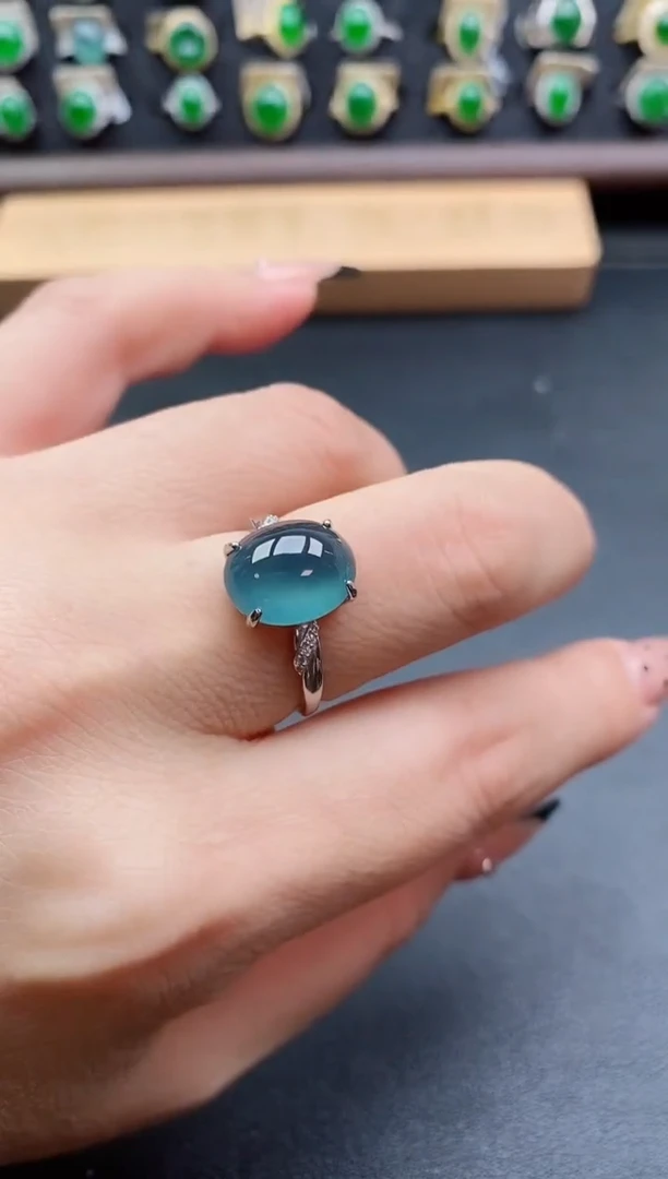 银S925镶嵌戒指翡翠1