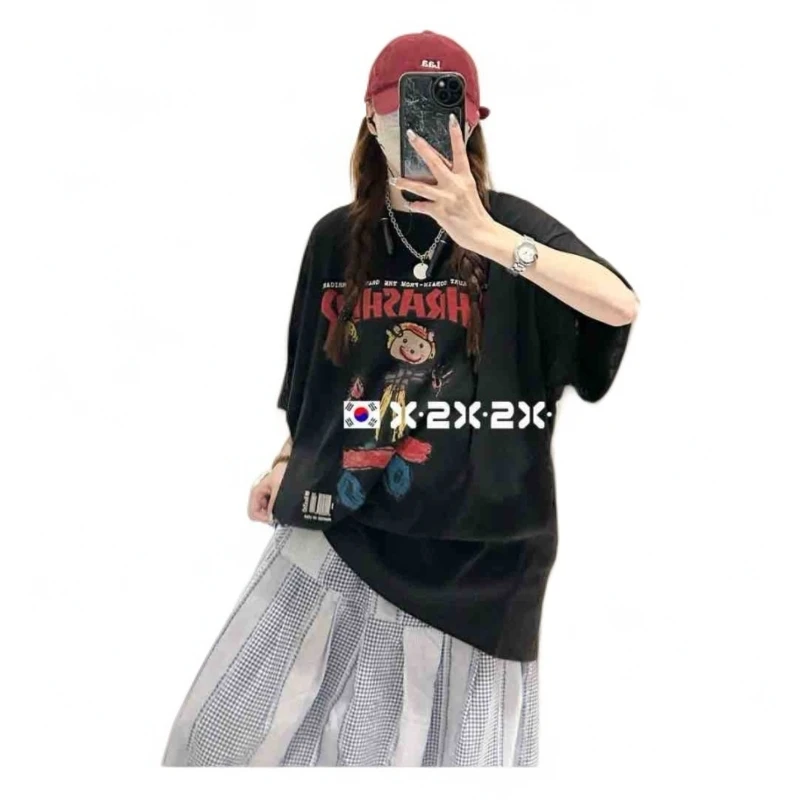 高品质潮牌小丑女字母情侣款超薄休闲体恤