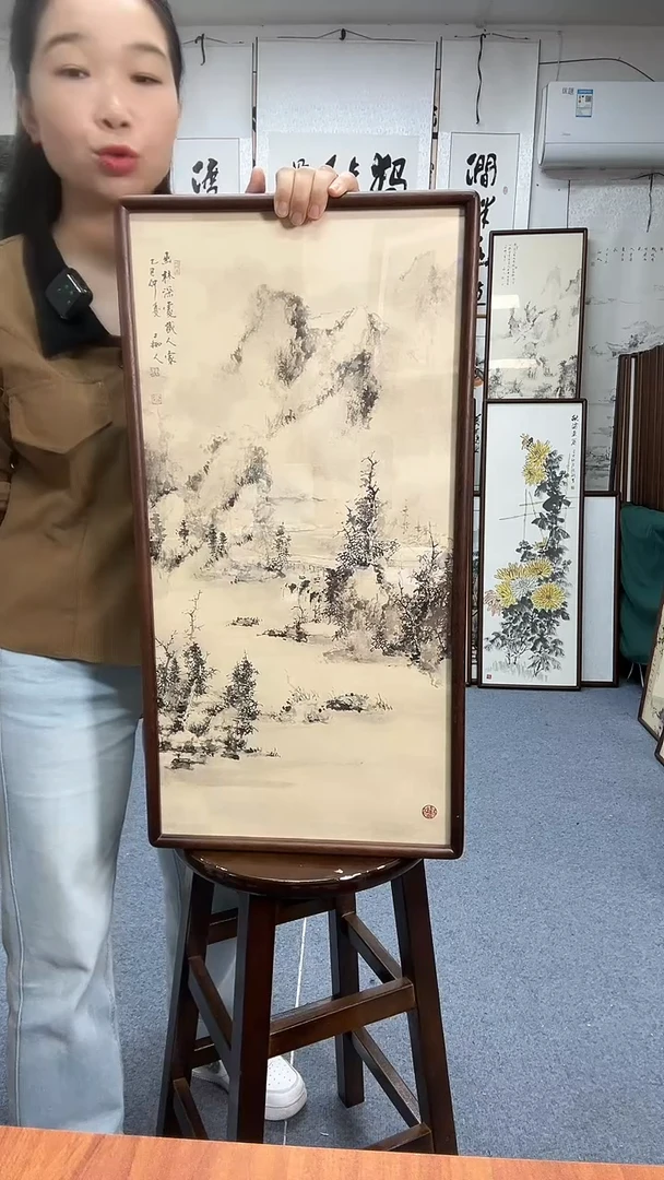 国画35*68实木画框京东包邮手绘