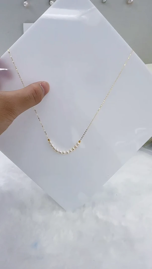 银S925镶嵌淡水珍珠DA淡水珍珠微笑链4-5 a615