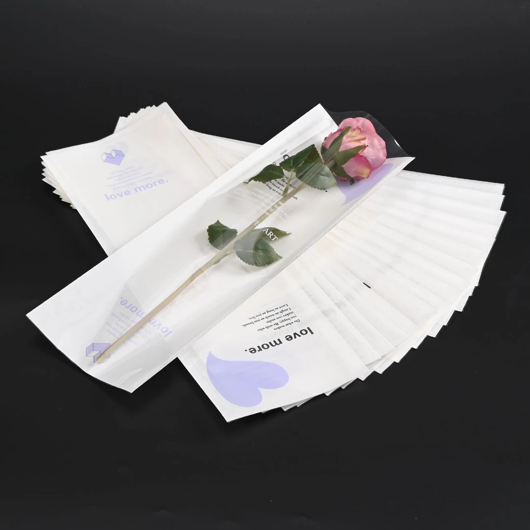 爱心直筒防水鲜花包装单支袋玫瑰花束包花花艺资材