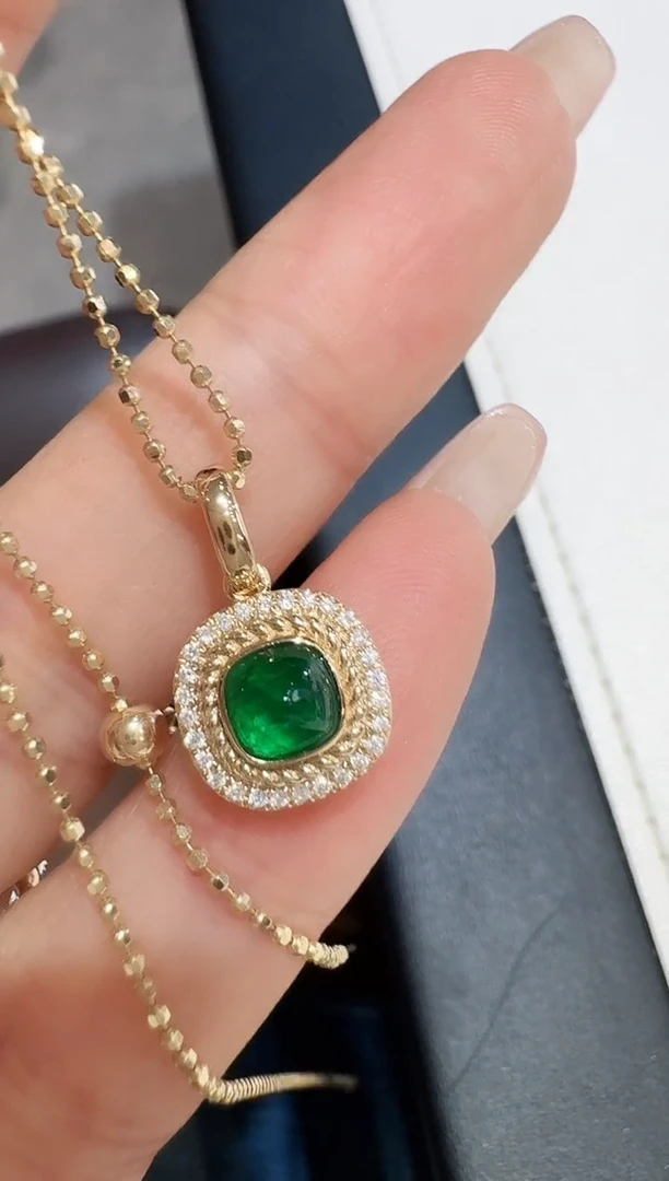 【闪购商品】祖母绿单吊坠18K金镶嵌祖母绿糖塔单吊坠不含链