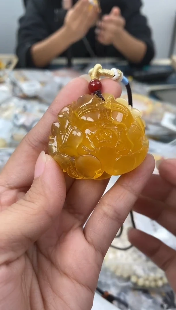 【闪购商品】琥珀裸石未镶嵌天然琥珀蜜蜡牡丹花