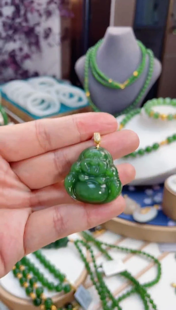 【闪购商品】和田玉吊坠18K金镶嵌佛公