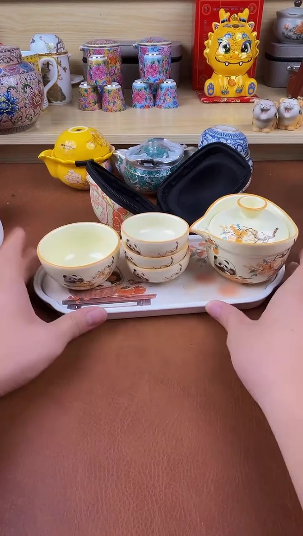 陶瓷茶具摆件旅行套组
