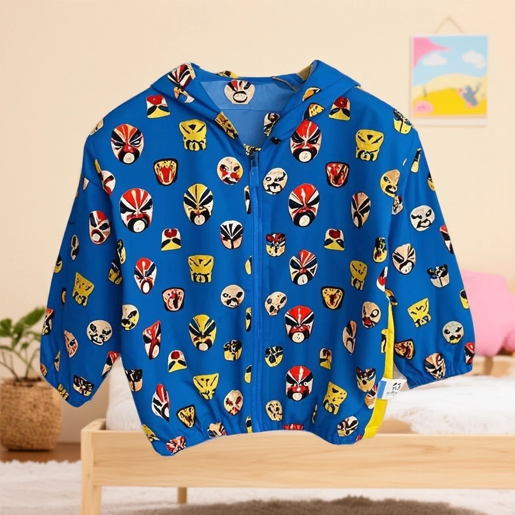 优儿宝贝6121501夏季男宝防晒衣印花百搭洋气外套连帽洋气时尚