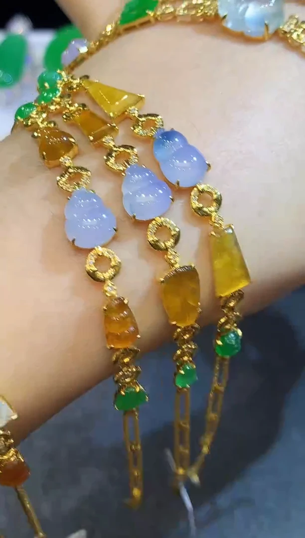 18K金镶嵌手链翡翠L 多样性发其一