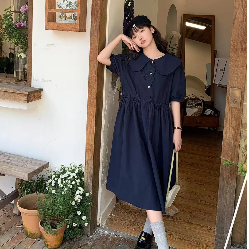 98060高端专享夏季天花板连衣裙藏青（B）