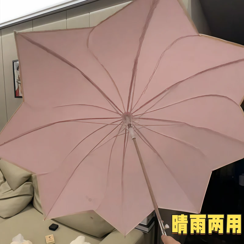 花瓣雨伞晴雨两用长柄2025新款女防晒抗风韩系加固太阳伞遮阳手动
