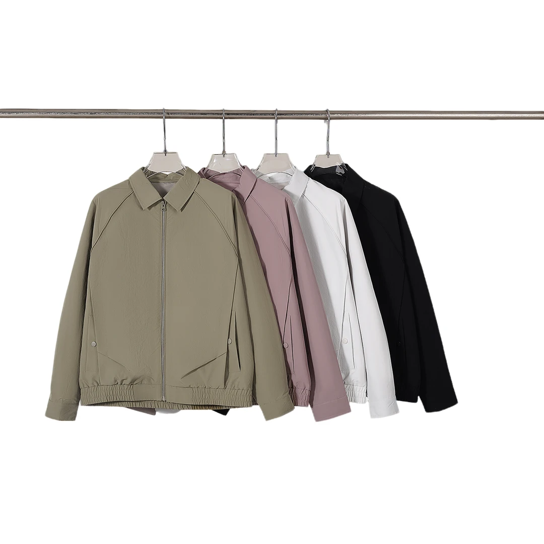 春季25年翻领美式户外复古夹克纯色拉链百搭休闲男外套F2516男装