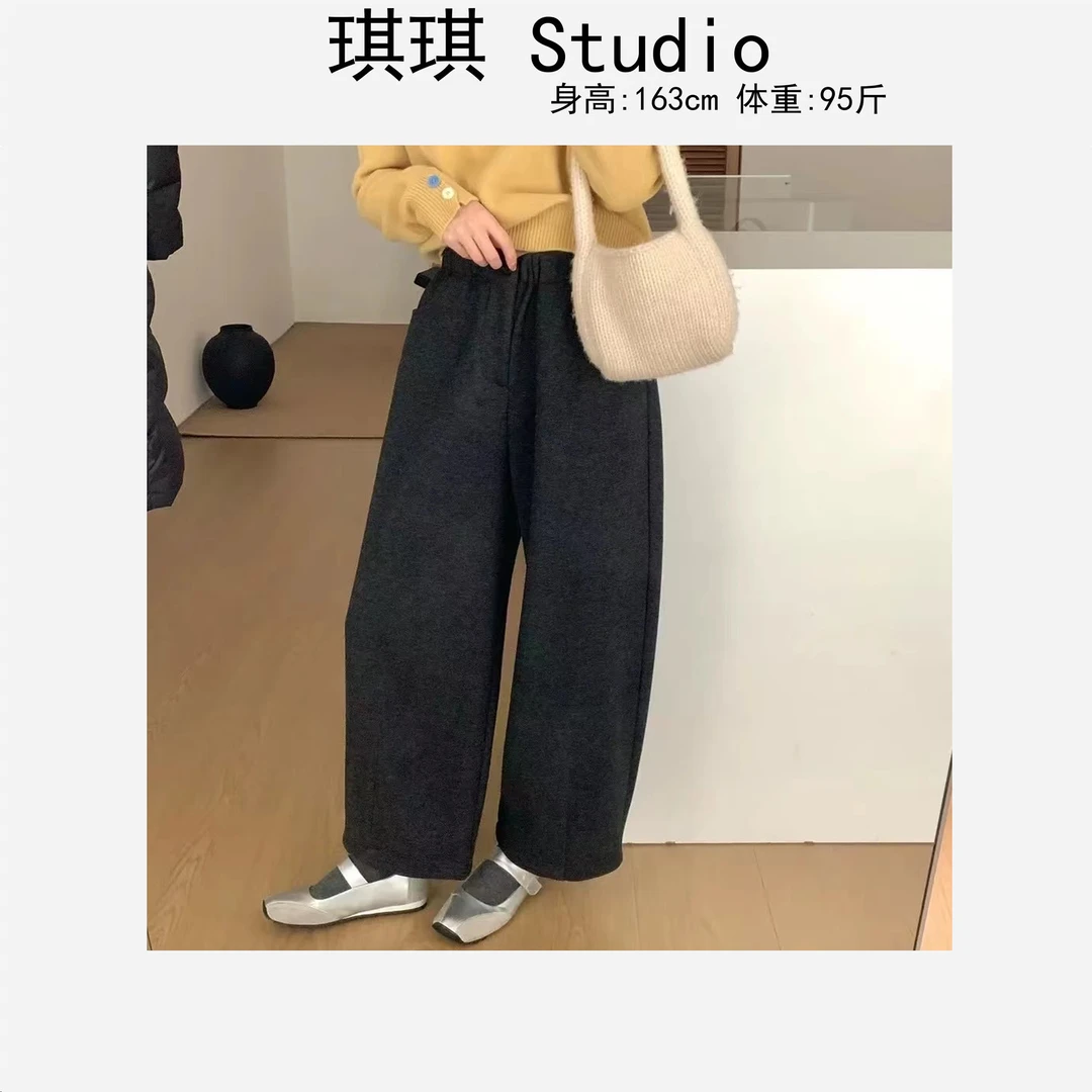 秋冬季新款柔软舒适亲肤保暖单纽扣腰头宽松显瘦减龄奶奶裤731-M