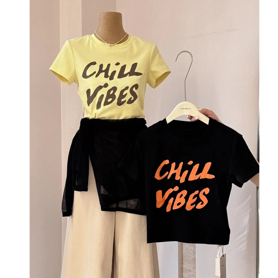 YPP！【美式街头感】韩版圆领撞色印花百搭短款休闲短袖T恤