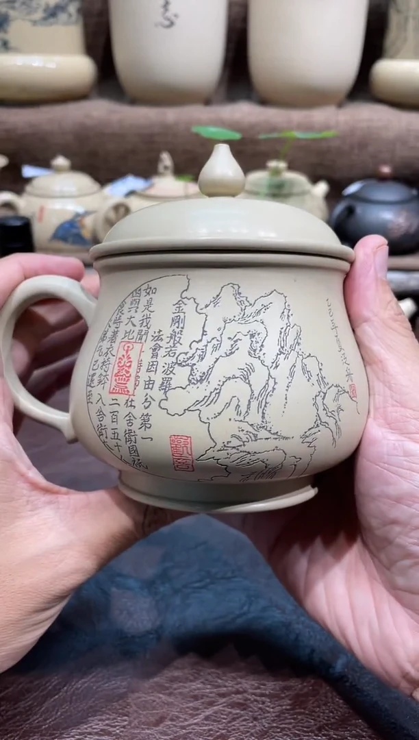 泥塑王宇舒泛舟合作白泥办公杯一个