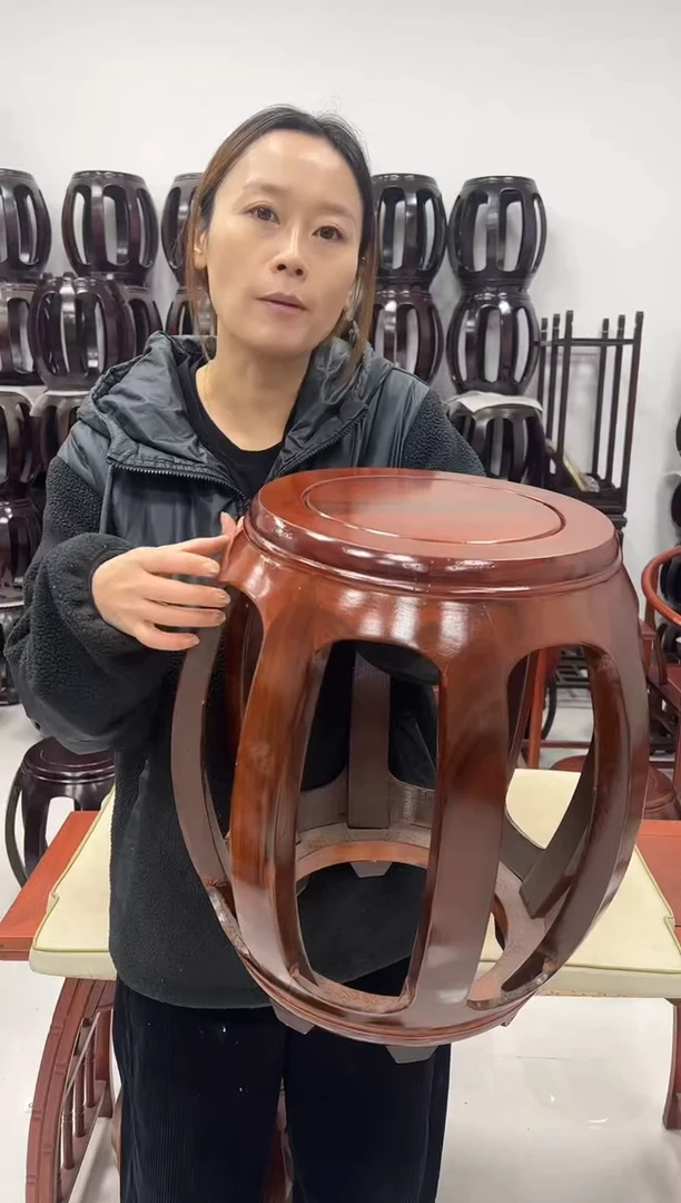 花梨木类家具微瑕酸枝木大号胡桃色鼓凳   不退不换  89号