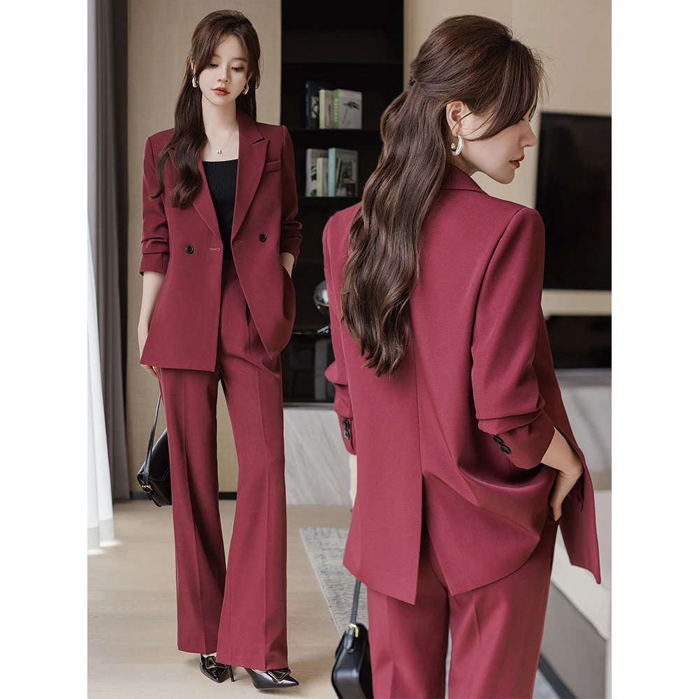 红色西装套装女2024新款春款高端职业气质女神酒店工作服西服外套