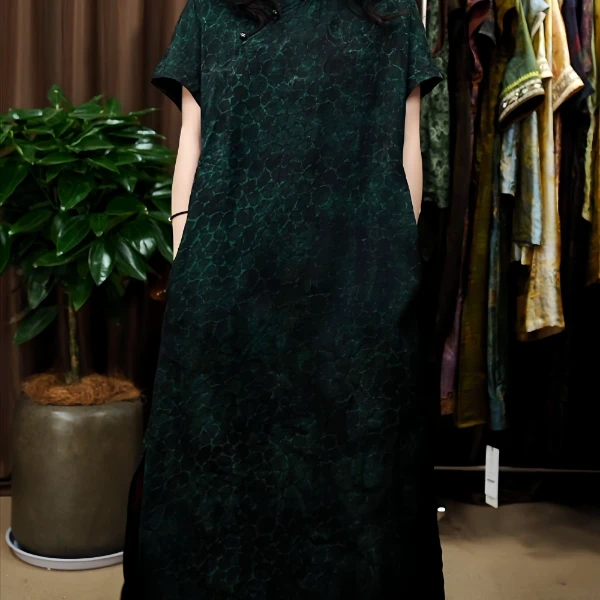 绿意复古短袖款裙高端柜子长裙z