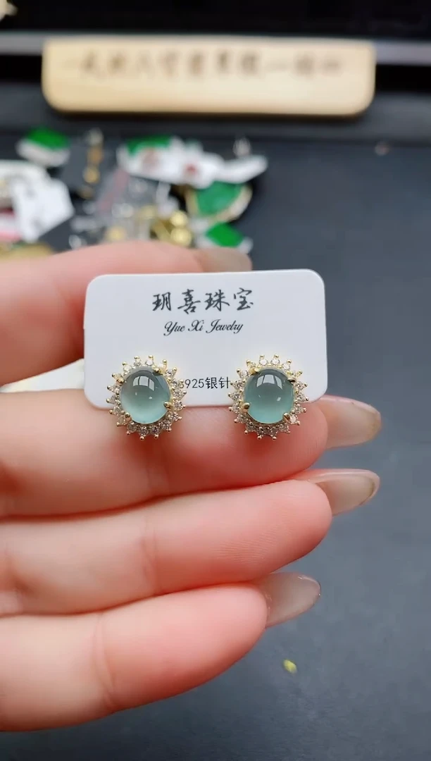 银S925镶嵌戒指翡翠1