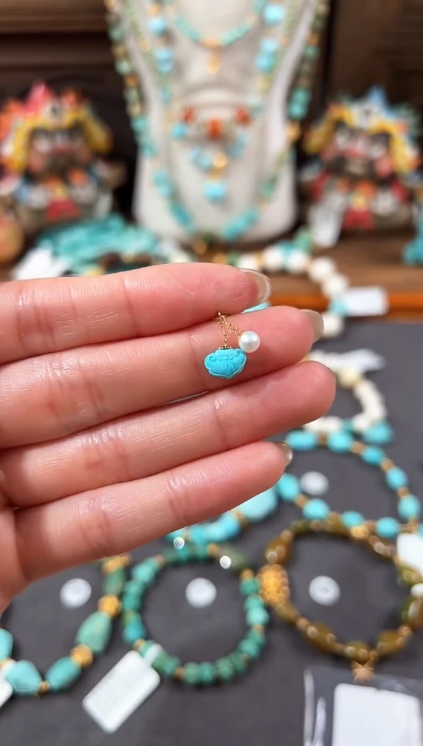 【闪购商品】绿松石提溜18K金镶嵌绿松石提溜