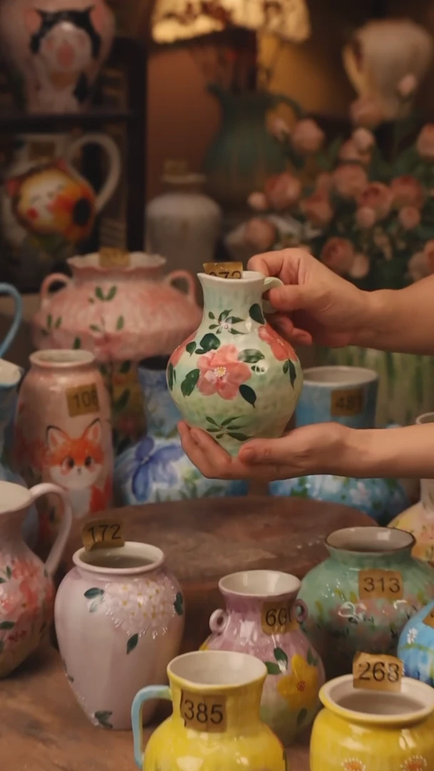 陶瓷272景德镇设计师手作花器摆件侘寂风