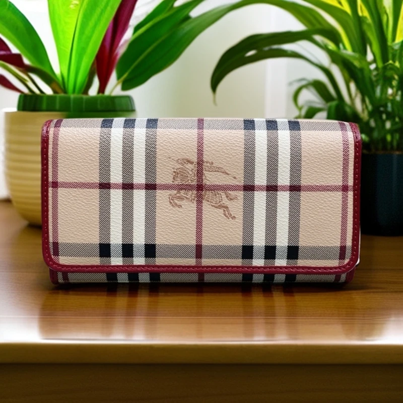 95新 BURBERRY/博柏利  战马格纹长款钱包 1887 3585
