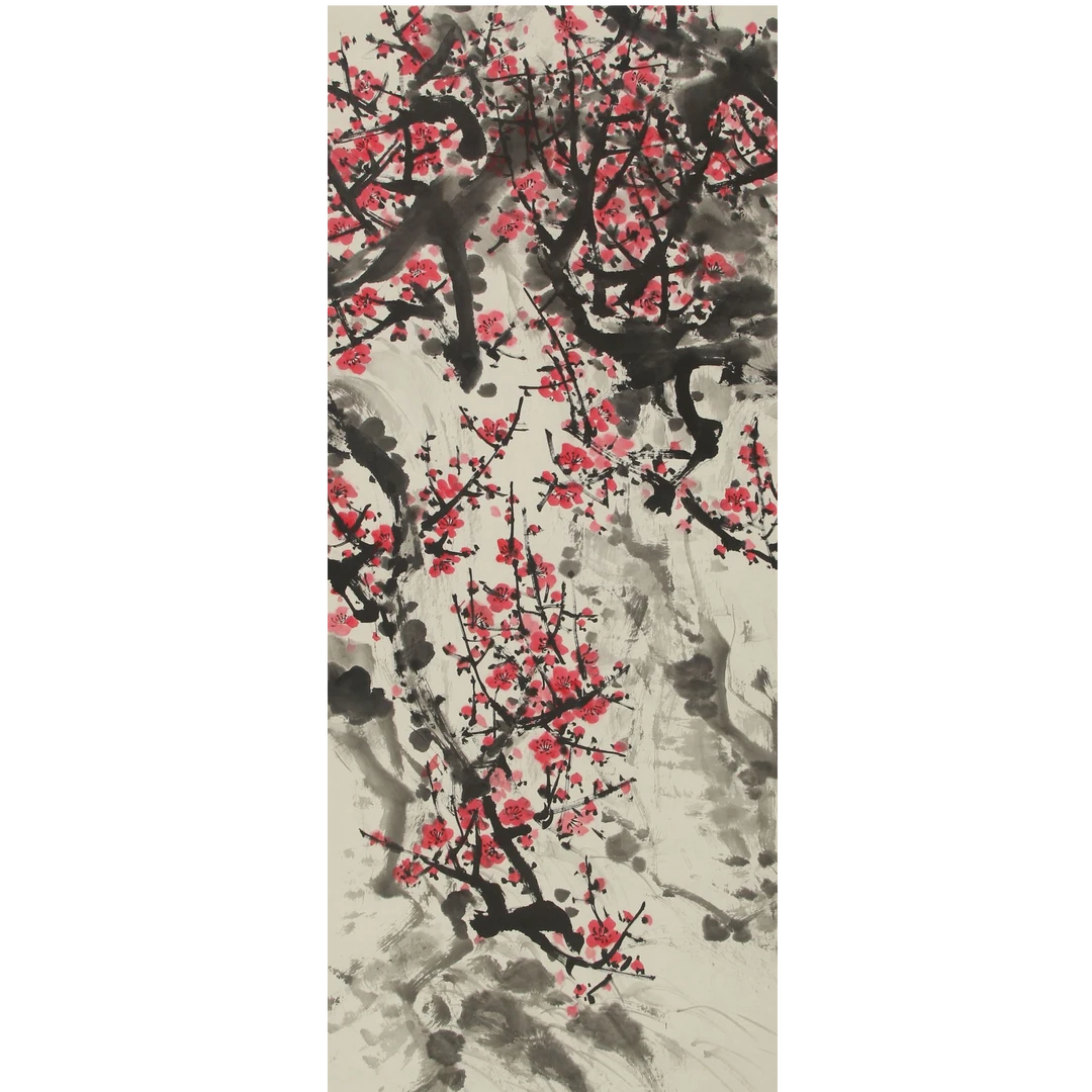 LOT.1381 《红梅》138*69cm 纸本设色镜片