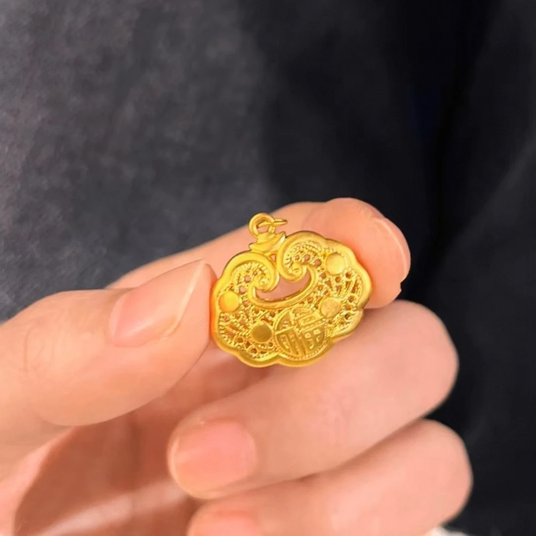 【手工锻造】保底6克27*10*26MM平安福锁吊坠（不含链）