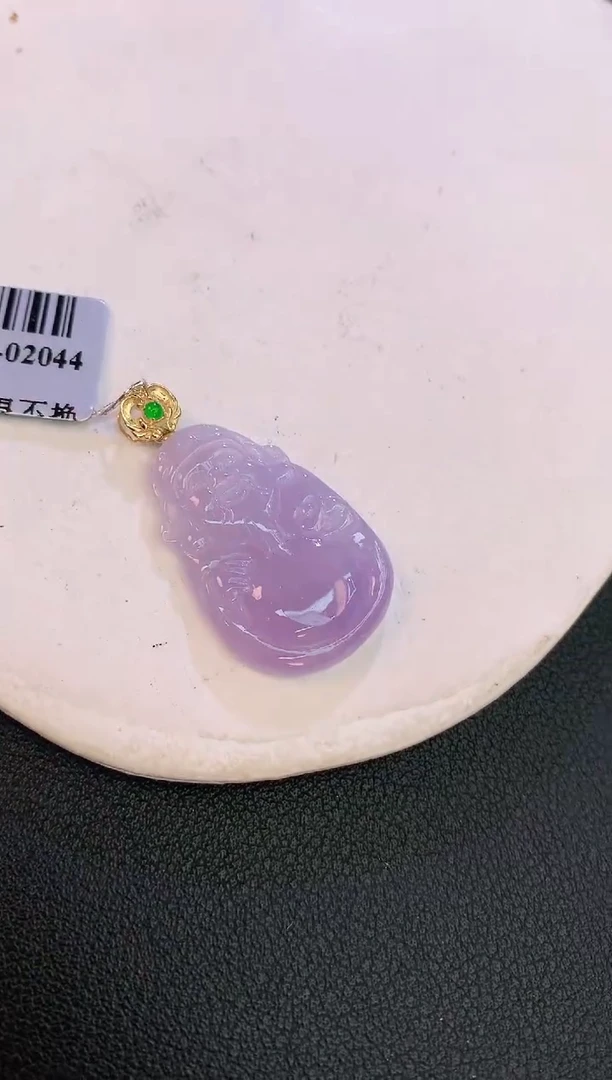 翡翠18K金镶嵌颈饰赠礼盒证书 麦麦