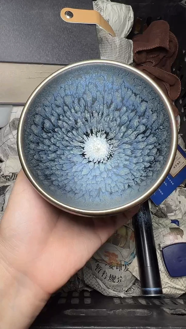 茶盏银蓝百花 盏三疯建盏茶器