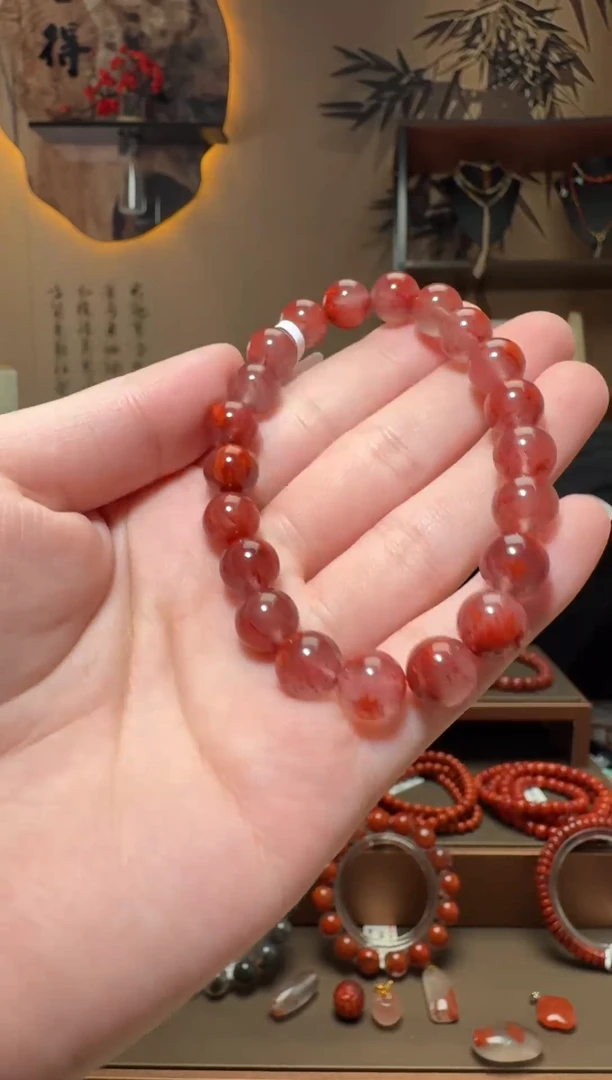未镶嵌原矿手串南红玛瑙一条约9mm 多样性发货