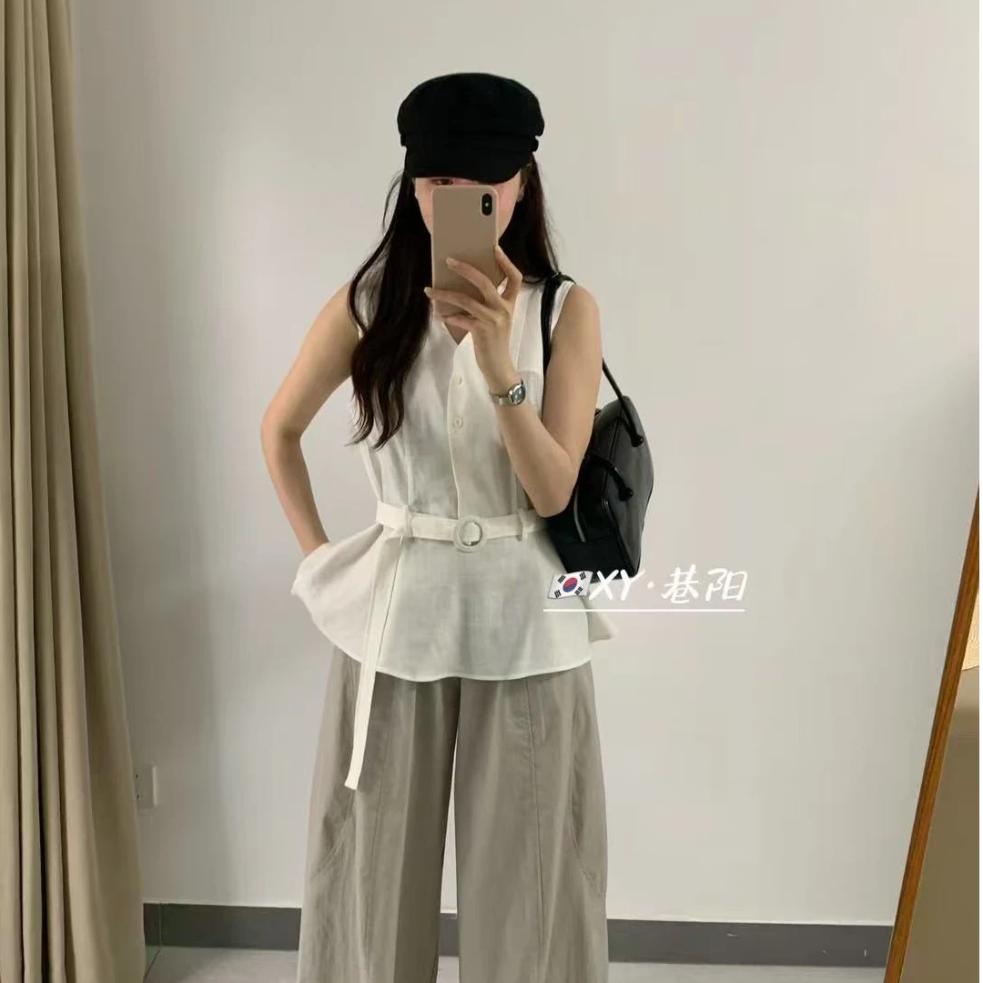 6283气质感拉满 腰带无袖上衣