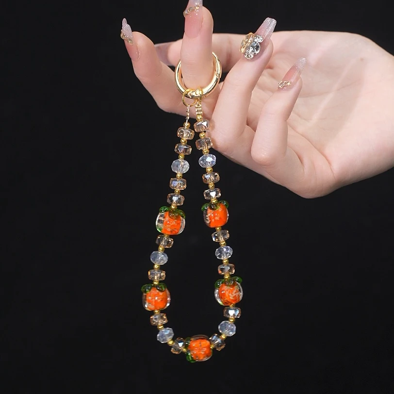 H001【柿柿如意】手机链挂饰奢华高级感水晶珠子手链条挂绳带夹