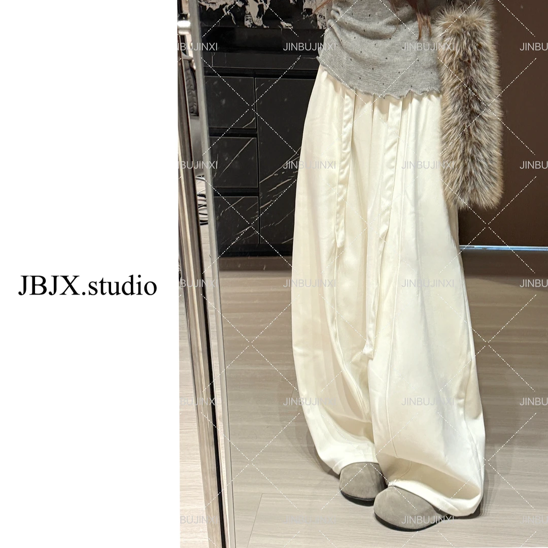 JBJX【长期主义 含腰绳设计感阔腿裤】休闲高腰百搭宽松冬季气质