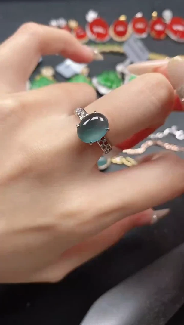 银S925镶嵌戒指翡翠1