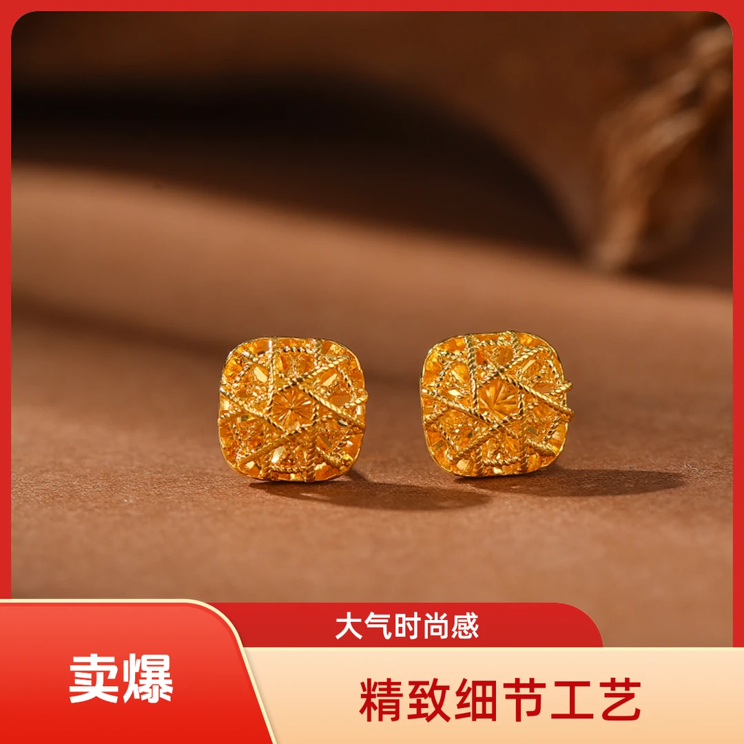 足银耳饰 爆闪小方糖耳钉女友老婆生日礼物时尚大气百搭精致工艺