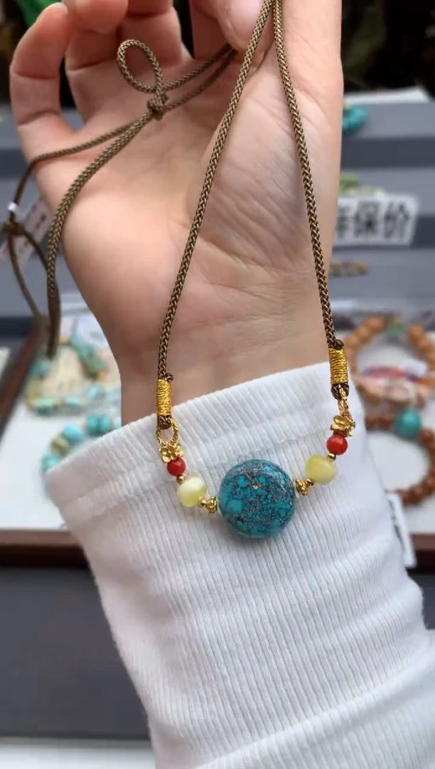 未镶嵌绿松石锁骨链茜.A78