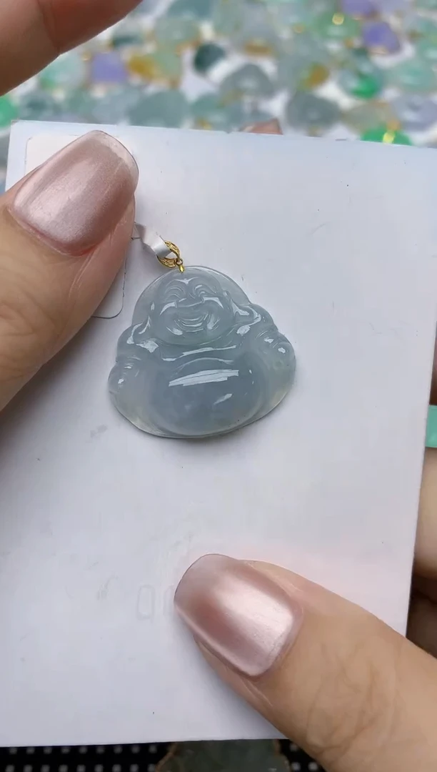 翡翠18K金镶嵌颈饰天然缅甸A货翡翠