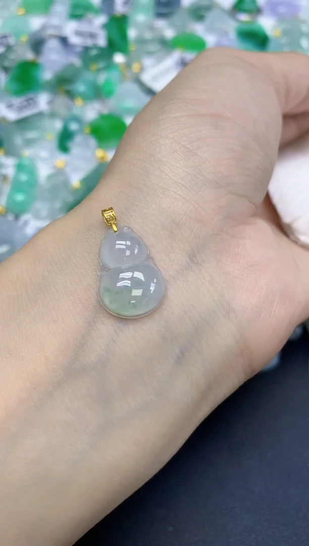 颈饰18K金镶嵌翡翠天然缅甸翡翠A货百元以上9元证书费自理