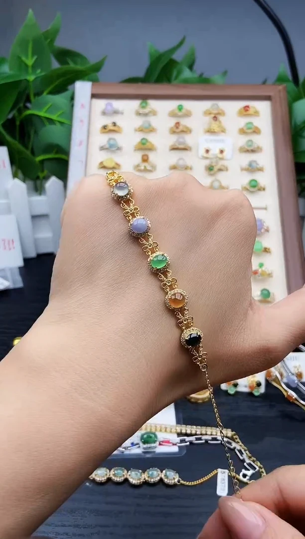 银S925镶嵌手链翡翠12