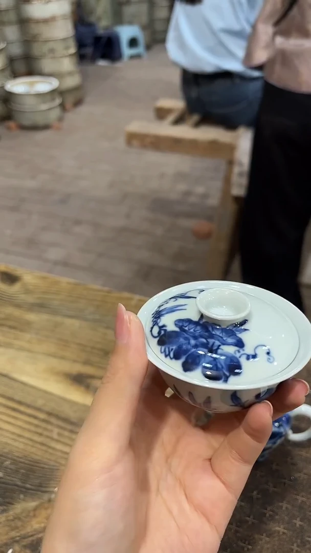 柴窑洪印慕明牵牛花小盖碗