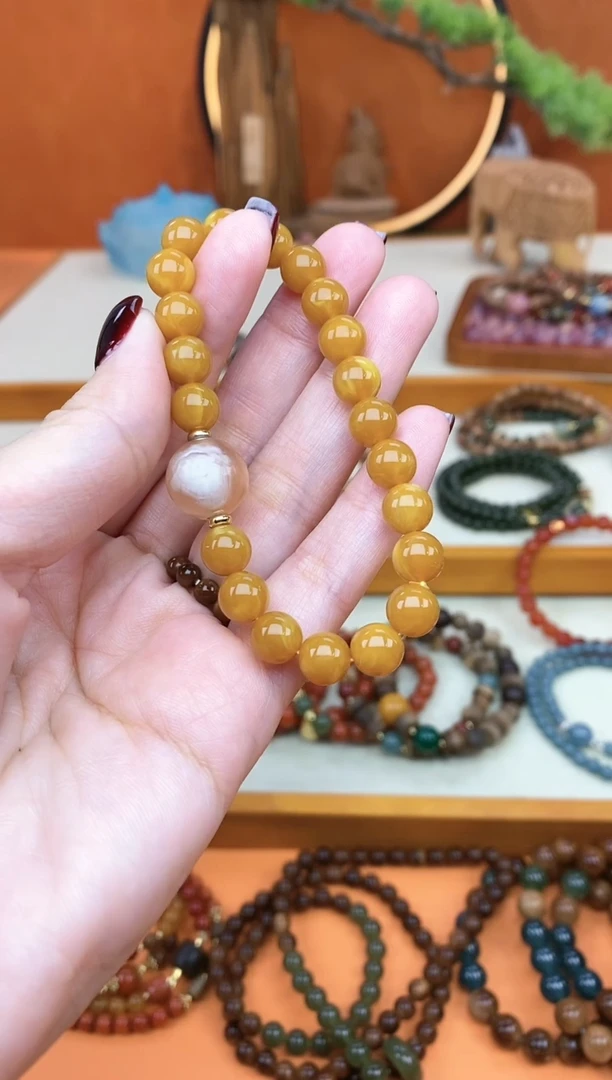 【闪购商品】和田玉手链未镶嵌08老蜡单圈