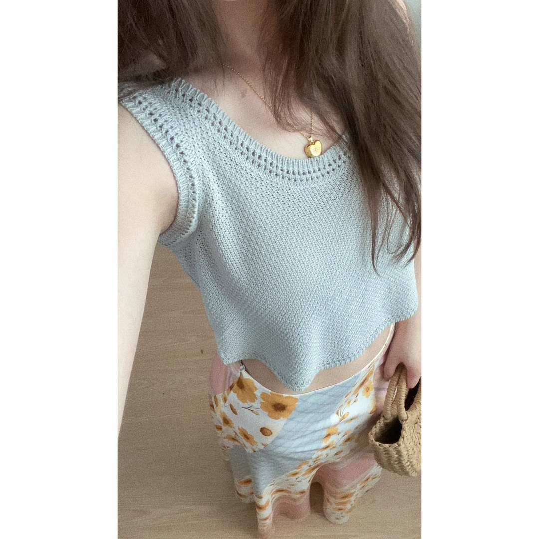 SNOW 夏季简约薄款镂空针织背心