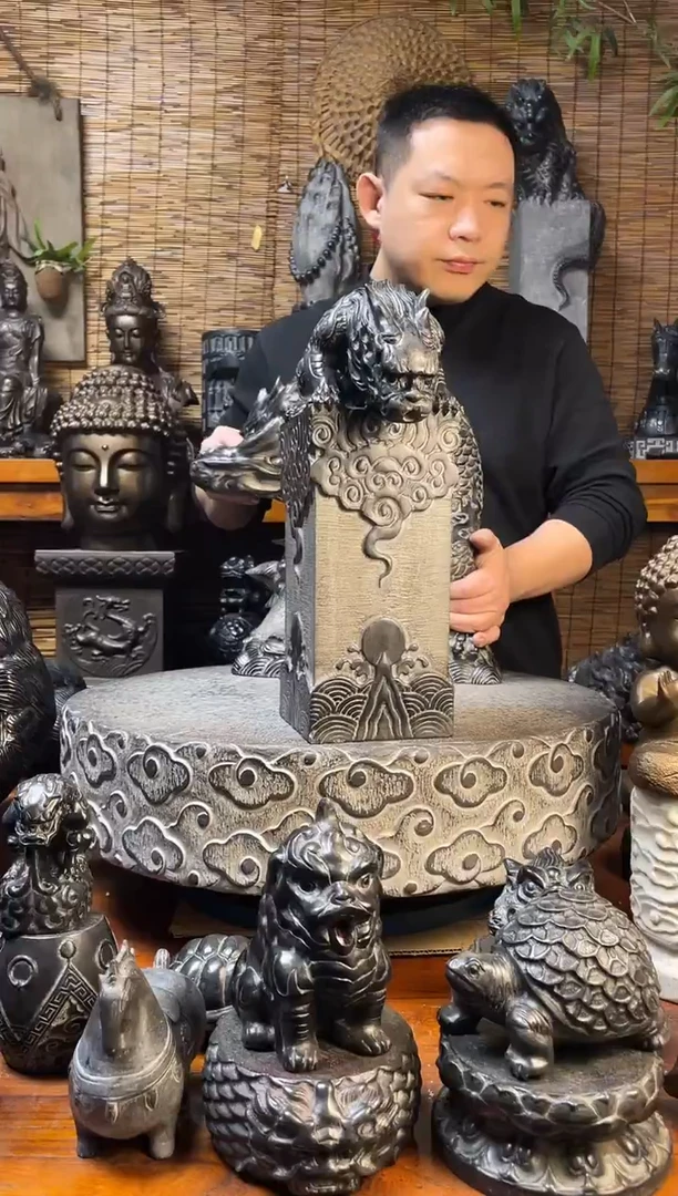 石材40吸水兽立柱可流水天然青石雕刻