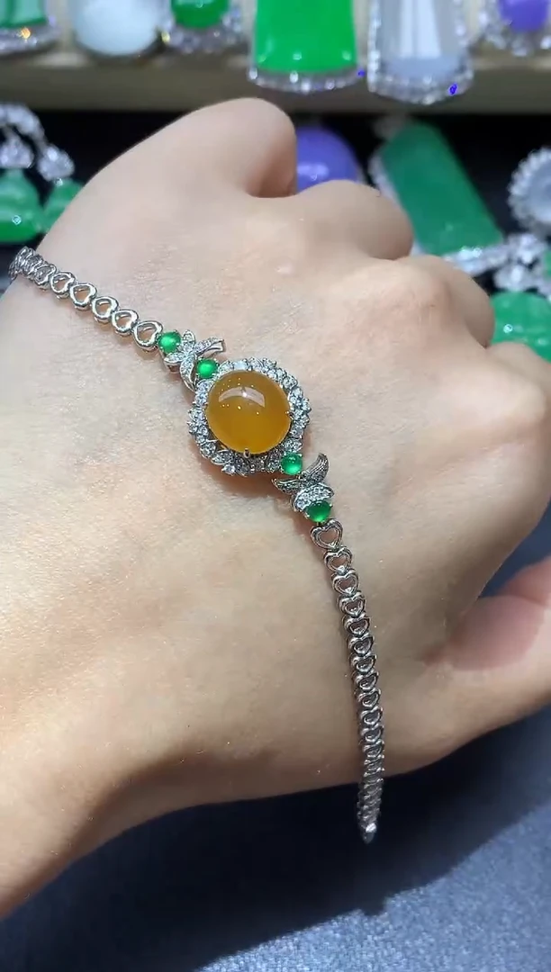 18K金镶嵌手链翡翠556-中国好珍宝