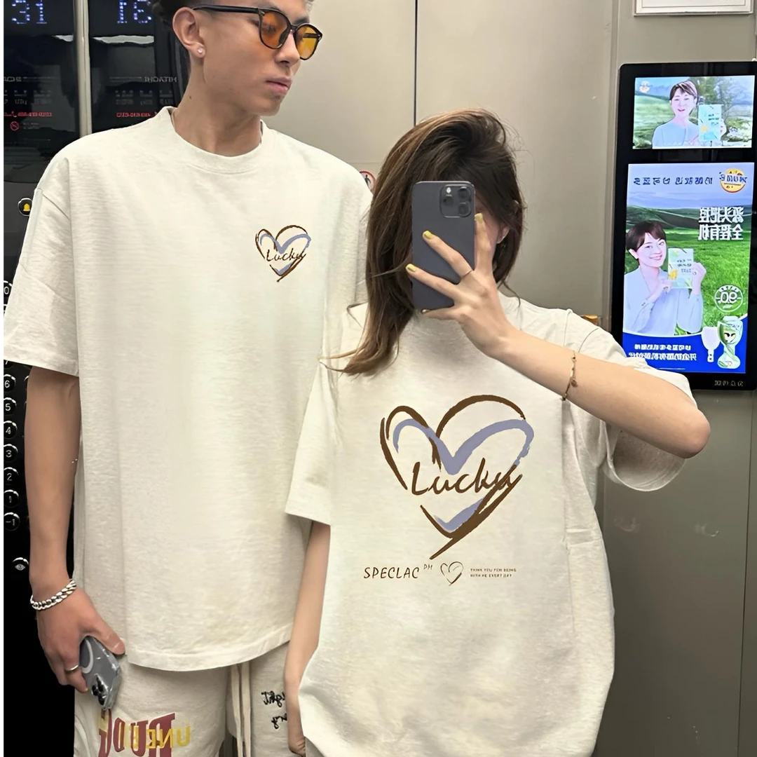 特别超火的情侣装t恤2025新款夏装纯棉短袖一男一女小众衣服穿搭