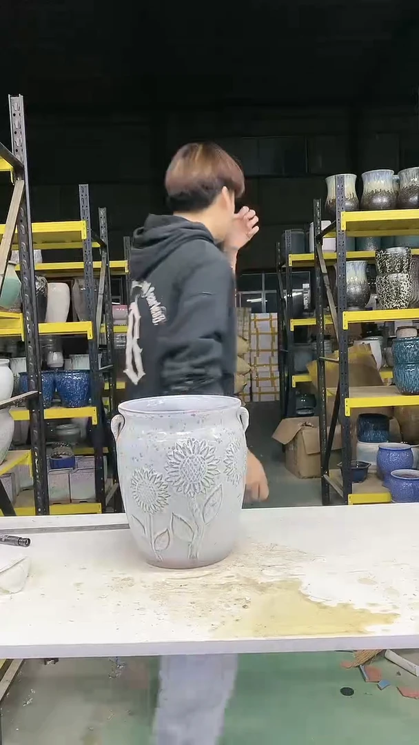 紫砂花盆宜兴紫砂粗陶花盆20*24